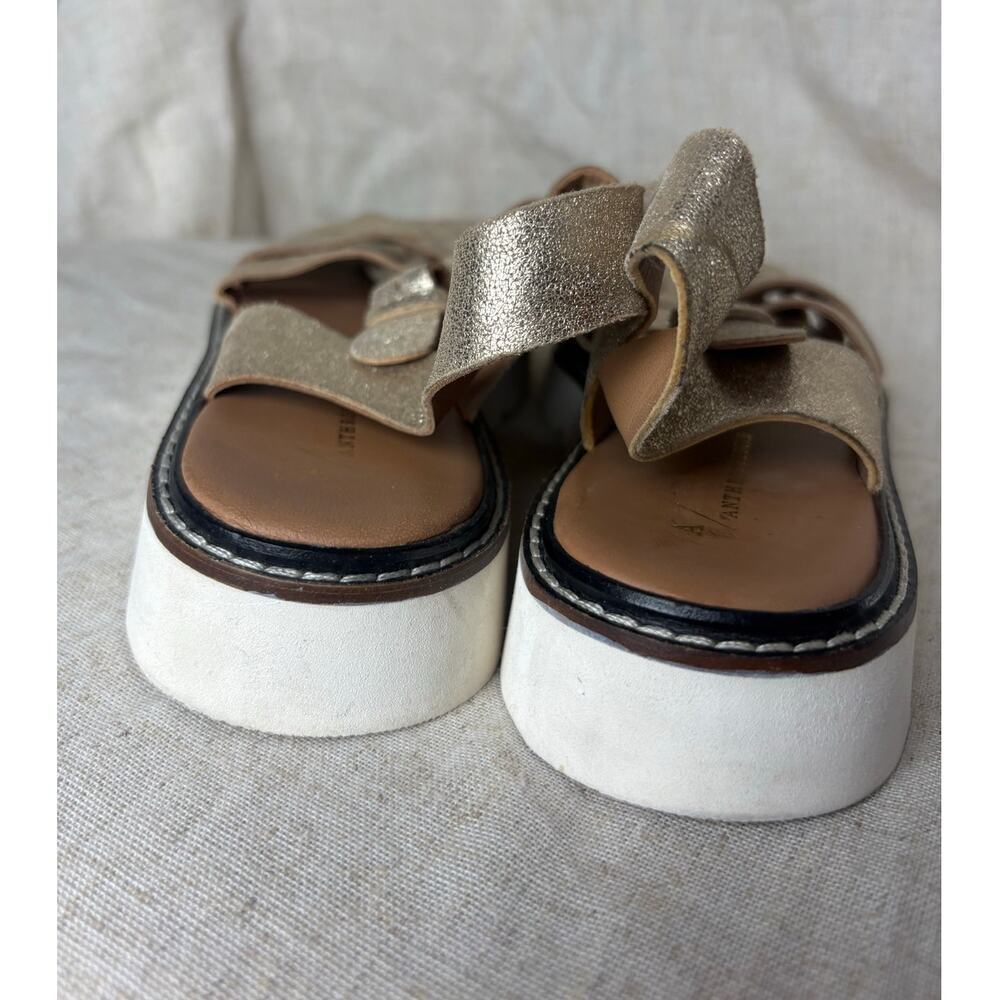 Anthropologie Fisherman Sport Sandals Metallic Gold Leather Sz. 41 *runs small* - Picture 6 of 11